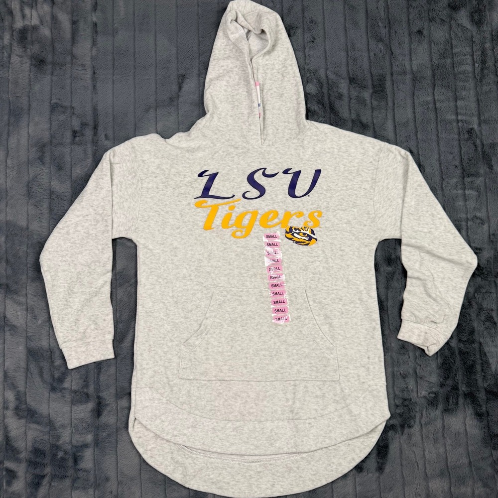 Liv Casual LSU Tigers NCAA Hoodie Womens Small Gray Pullover Sweatshirt SKR 0145